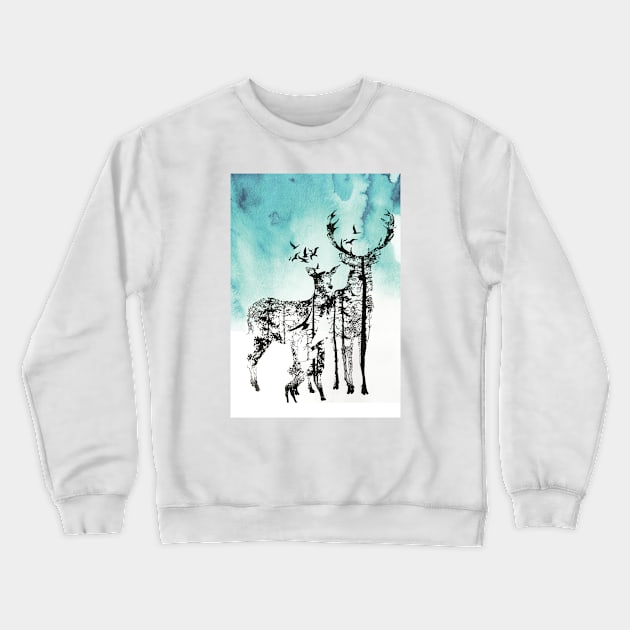 Deer Family Crewneck Sweatshirt by Abrekk